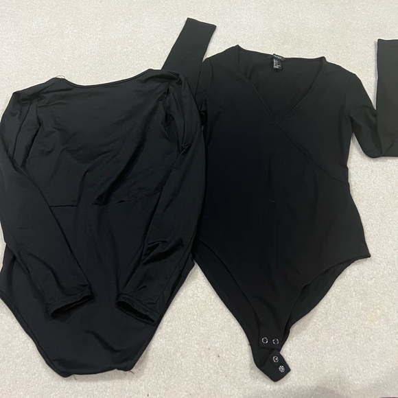 Two of black long sleeve body suits size small from forever21 - Picture 2 of 6
